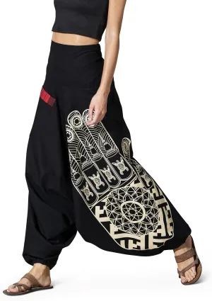 The Veshti Company Women's Printed Summer Harem Pants, Cotton Boho Hippie Casusal Oversized Palazzo Pant for Women