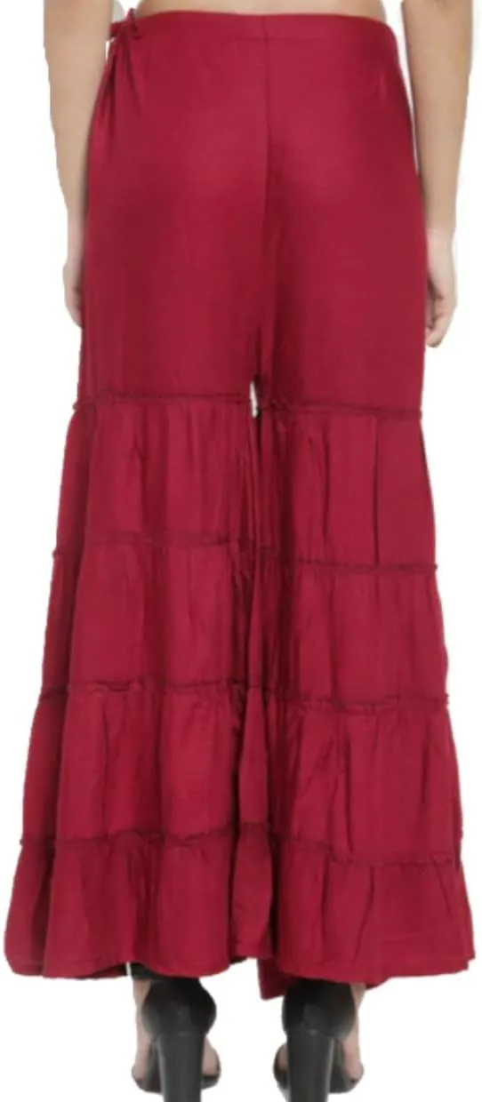 TNQ Women's Rayon Relaxed Flared Garara-Sharara Free Size (28" to 38")