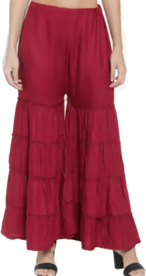 TNQ Women's Rayon Relaxed Flared Garara-Sharara Free Size (28" to 38")