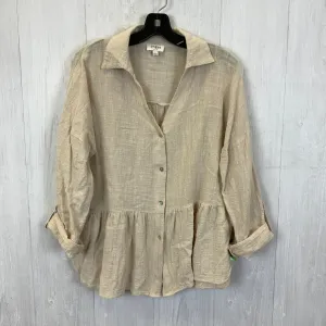 Top 3/4 Sleeve By Umgee In Beige, Size:L