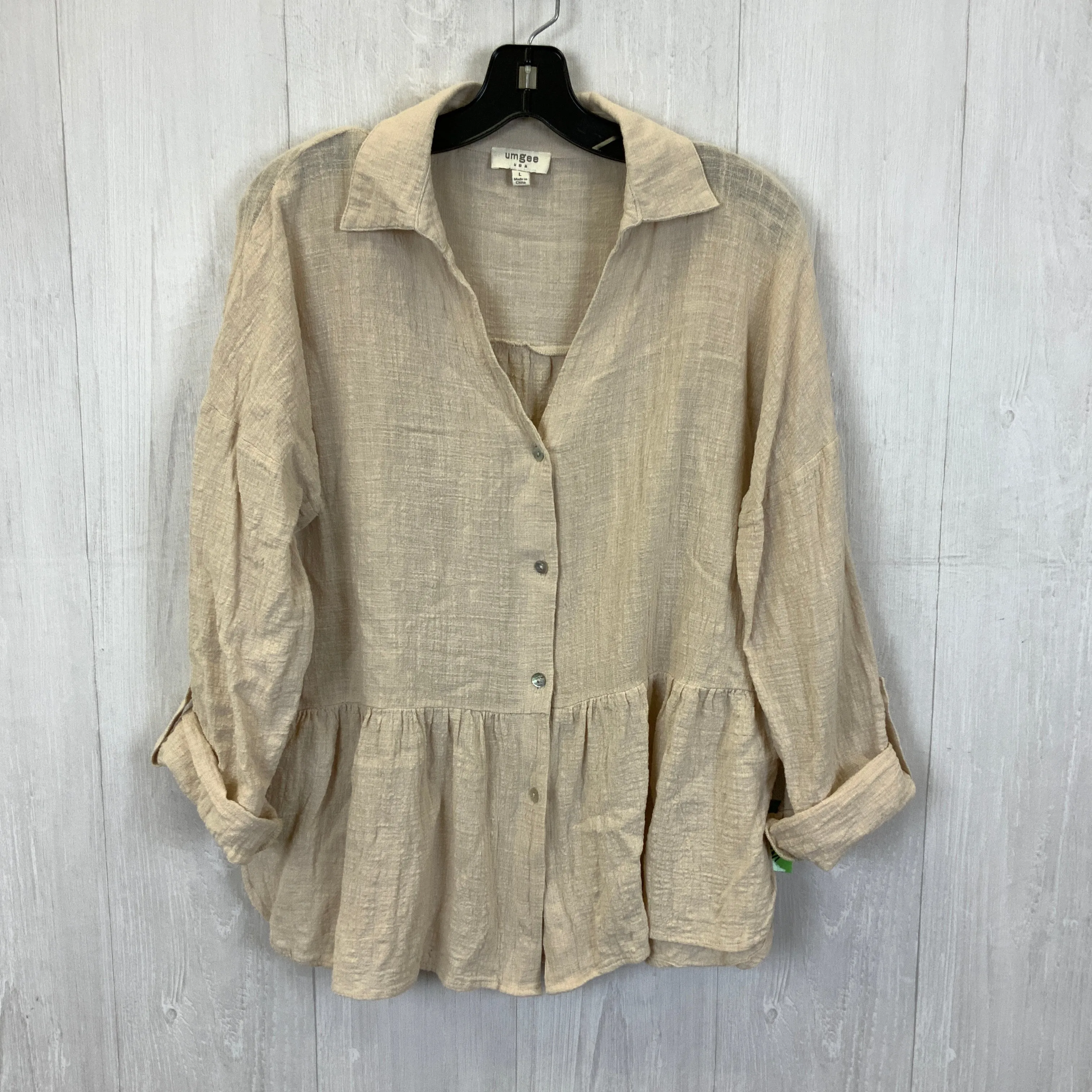Top 3/4 Sleeve By Umgee In Beige, Size:L