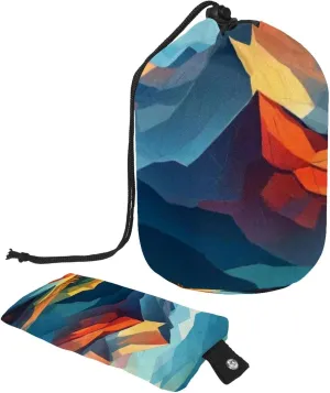 Travel Cosmetic Bags bucket Makeup Bag, Artistic Geometric Mountain Women Portable Foldable Cases, Multifunctional Toiletry Bucket Bags Round Organizer Storage