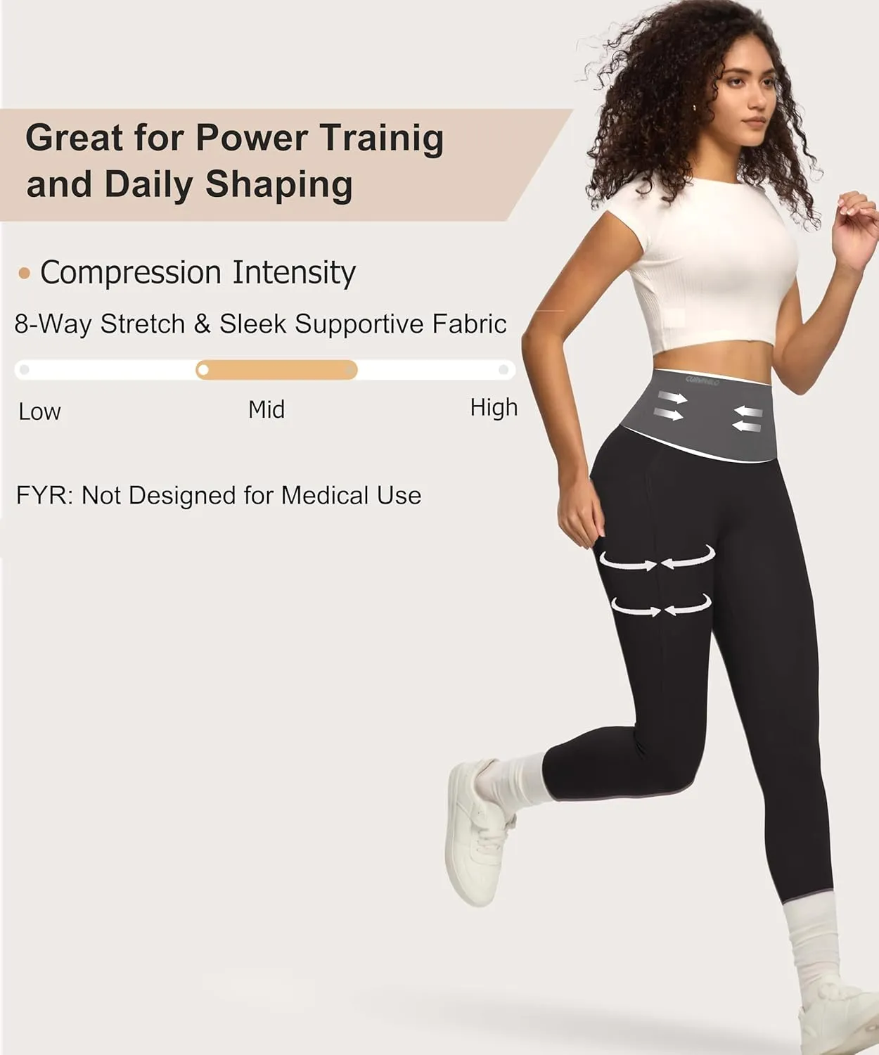 Tummy Control Compression Leggings with Pockets Butt Lifting High Waist Pants for Women