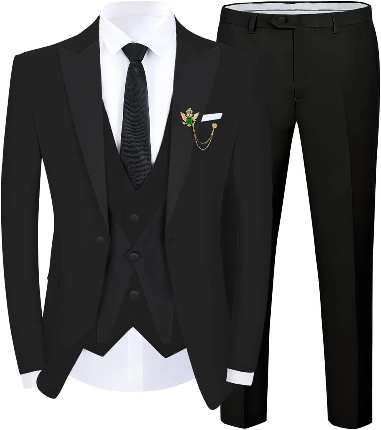 Tuxedo Men Suit Slim Fit 3 Piece Men Suits for Wedding Prom Groom Fashion One Button Blazer Vest Pants Set