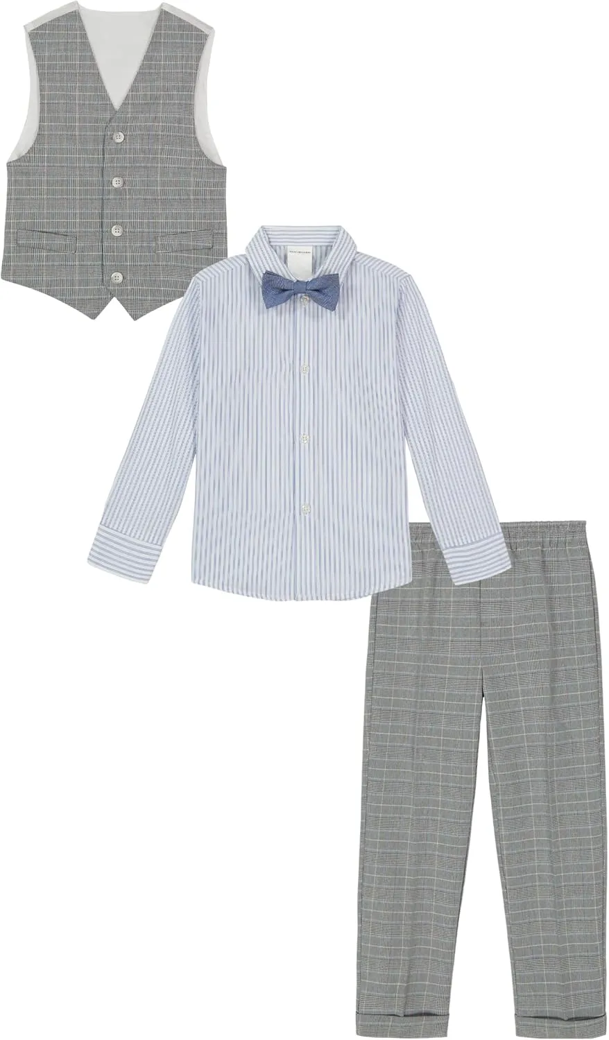 Van Heusen Boys' 4-Piece Formal Suit Set, Vest, Pants, Collared Dress Shirt, and Tie