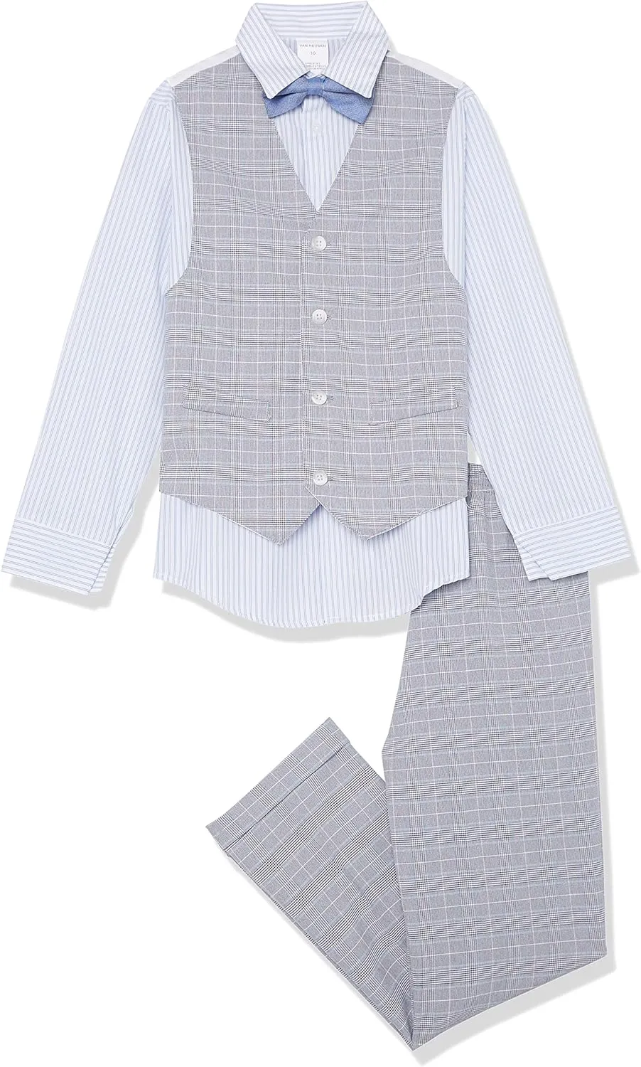 Van Heusen Boys' 4-Piece Formal Suit Set, Vest, Pants, Collared Dress Shirt, and Tie