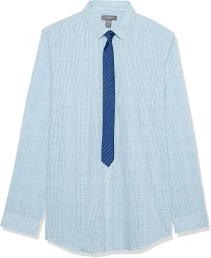 Van Heusen Boys' Long Sleeve Collared Button-Down Dress Shirt and Tie Set