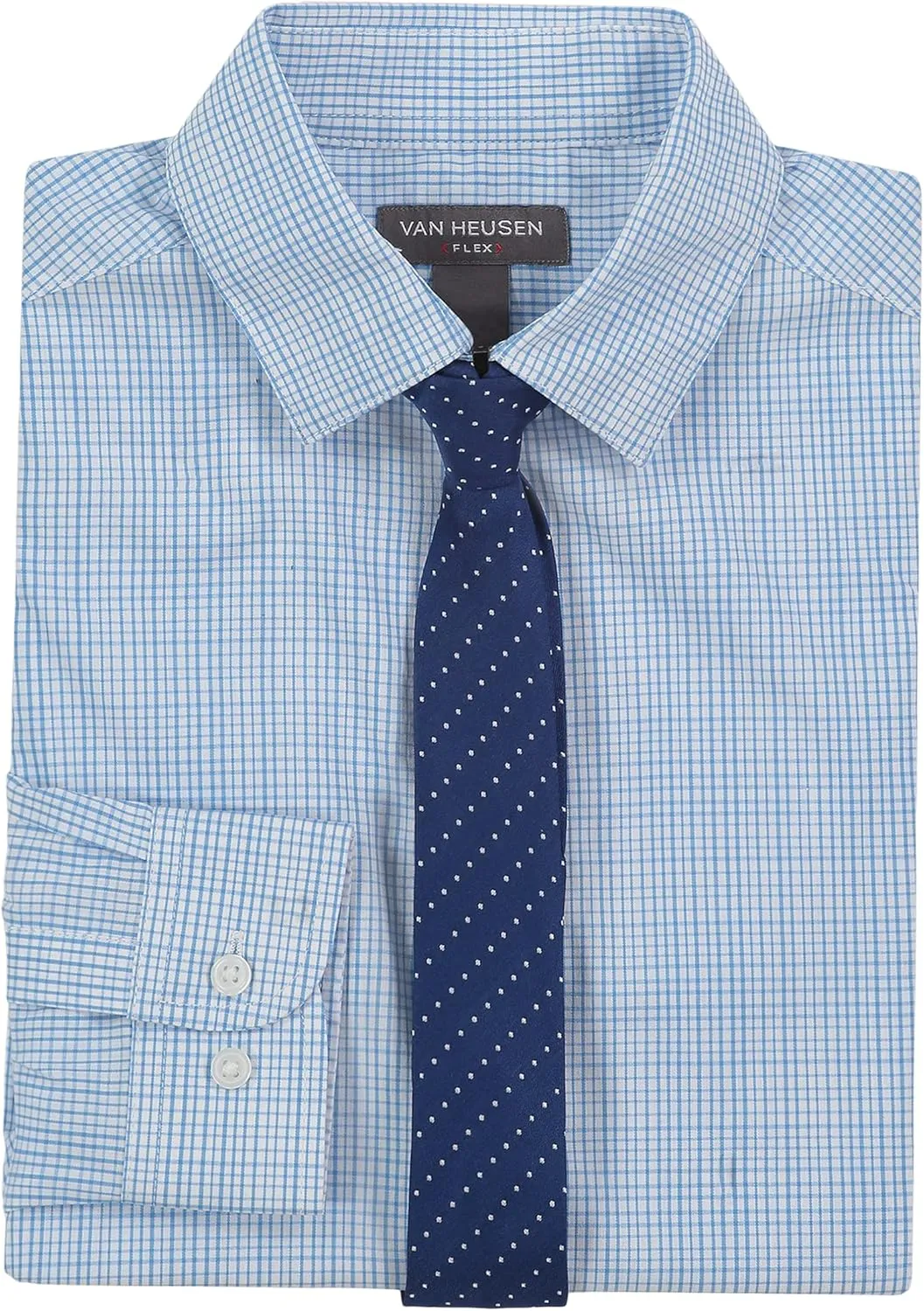 Van Heusen Boys' Long Sleeve Collared Button-Down Dress Shirt and Tie Set