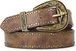 Western Belts for Women Men Vintage Men's Country Belt for Jeans Cowgirl Cowboy Christmas Gifts