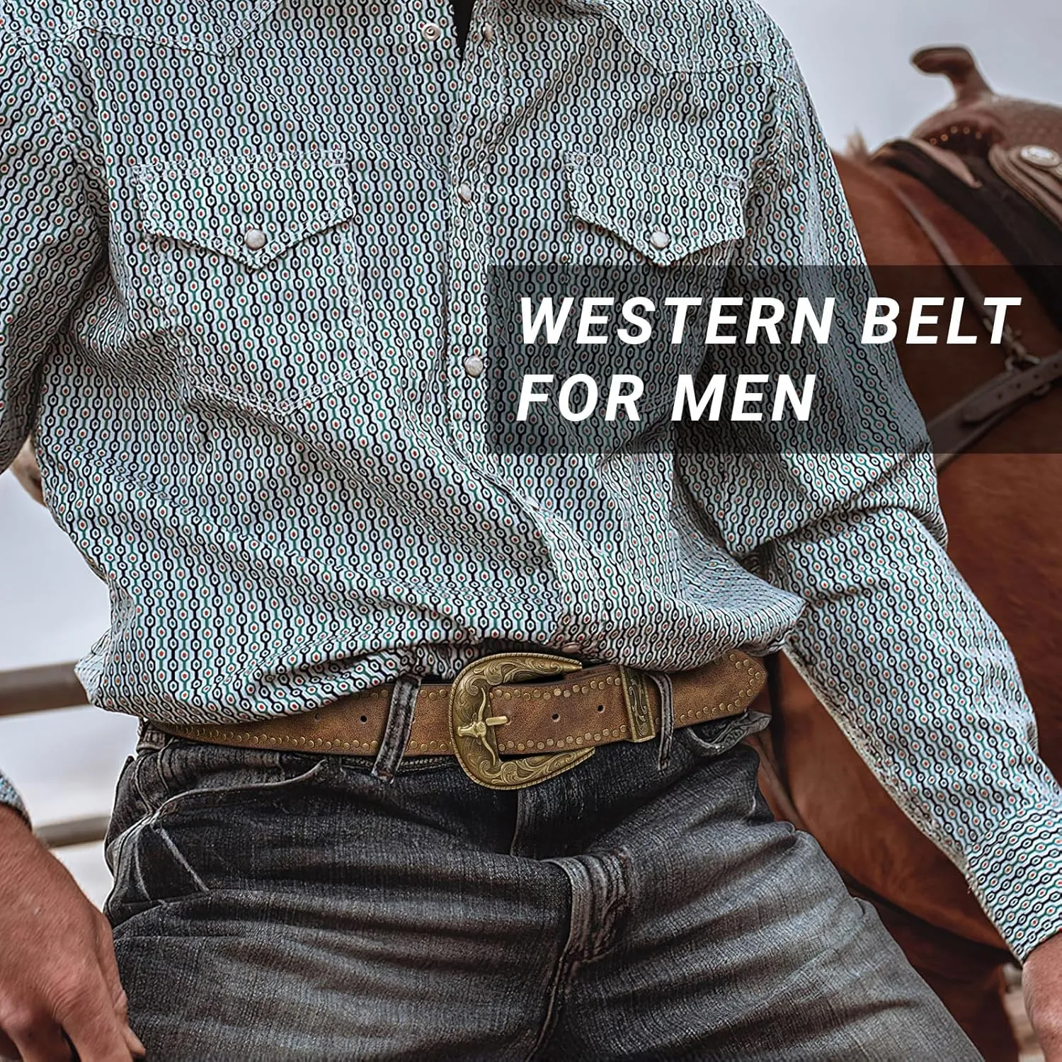 Western Belts for Women Men Vintage Men's Country Belt for Jeans Cowgirl Cowboy Christmas Gifts