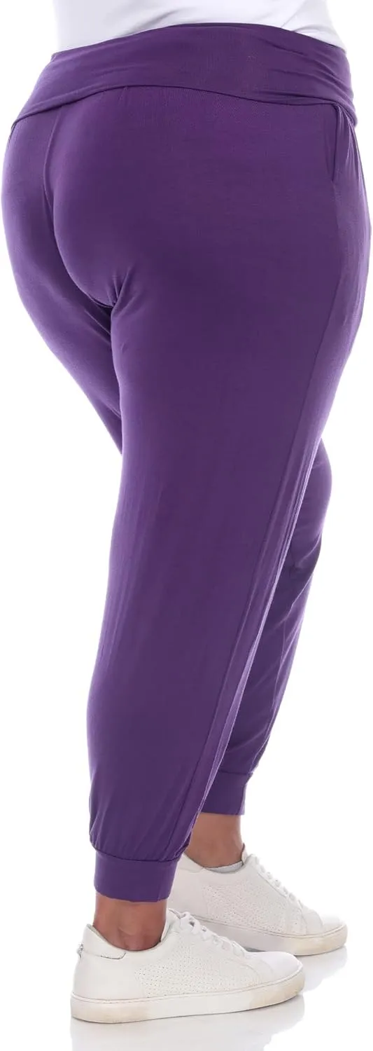 white mark Women's 2-PC Pack Harem Jogger Aladdin Elephant Pants with Pockets Relaxed High Waist Yoga Lounge Pants