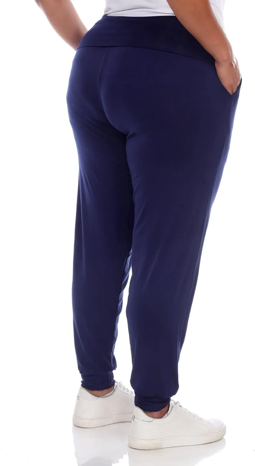 white mark Women's 2-PC Pack Harem Jogger Aladdin Elephant Pants with Pockets Relaxed High Waist Yoga Lounge Pants