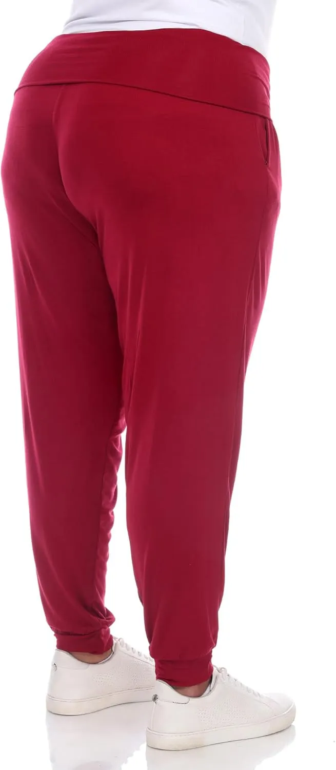 white mark Women's 2-PC Pack Harem Jogger Aladdin Elephant Pants with Pockets Relaxed High Waist Yoga Lounge Pants