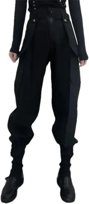 Women Belt Button Pockets Cargo Pants High Waist Streetwear Harem Pants Gothic Pants Female