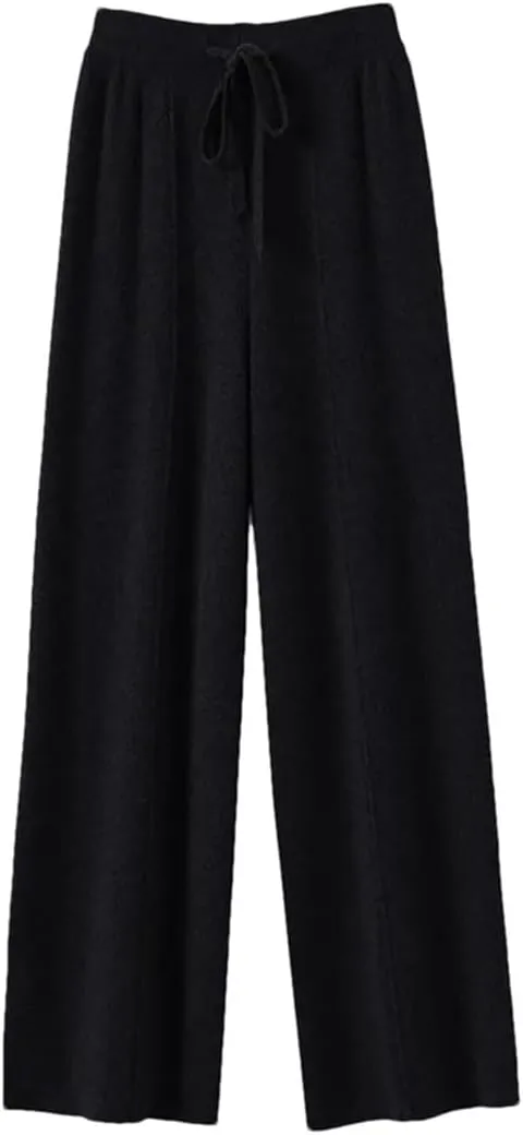 Women Cashmere Pants Knitted Loose Cashmere Wide Leg Pants