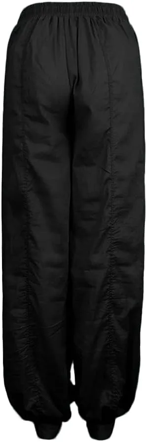 Women Linen Pants Beach Waisted Beach Dressy Trousers with Pockets Solid Travel Palazzo Pants for Women High Waist