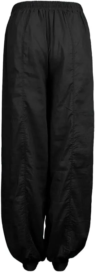 Women Linen Pants Beach Waisted Beach Dressy Trousers with Pockets Solid Travel Palazzo Pants for Women High Waist