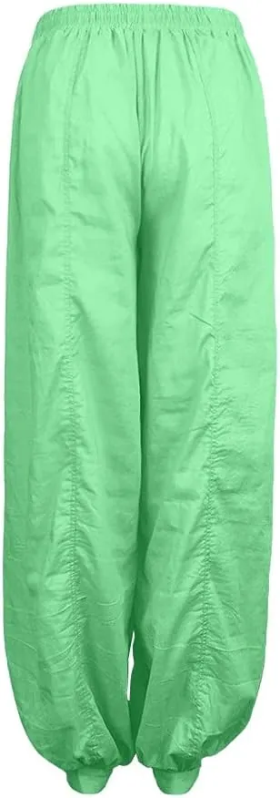 Women Linen Pants High Waisted Dressy Summer Wide Leg Pants with Pockets Plain Color Travel Palazzo Pants for Women