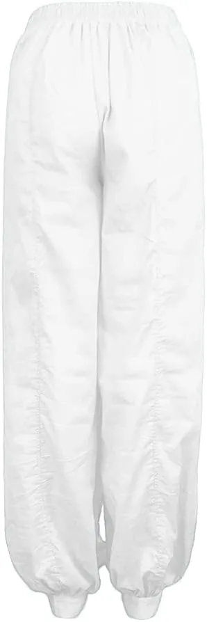Women Linen Pants High Waisted Dressy Summer Wide Leg Pants with Pockets Plain Color Travel Palazzo Pants for Women
