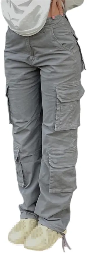 Women Vintage Cargo 'S Pants Streetwear Casual High Waist Trousers