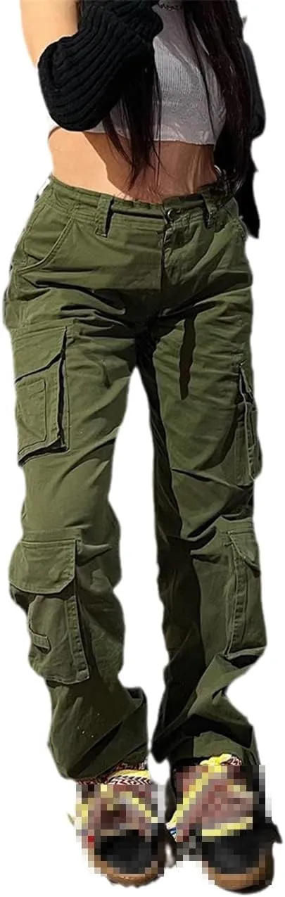 Women Vintage Cargo 'S Pants Streetwear Casual High Waist Trousers