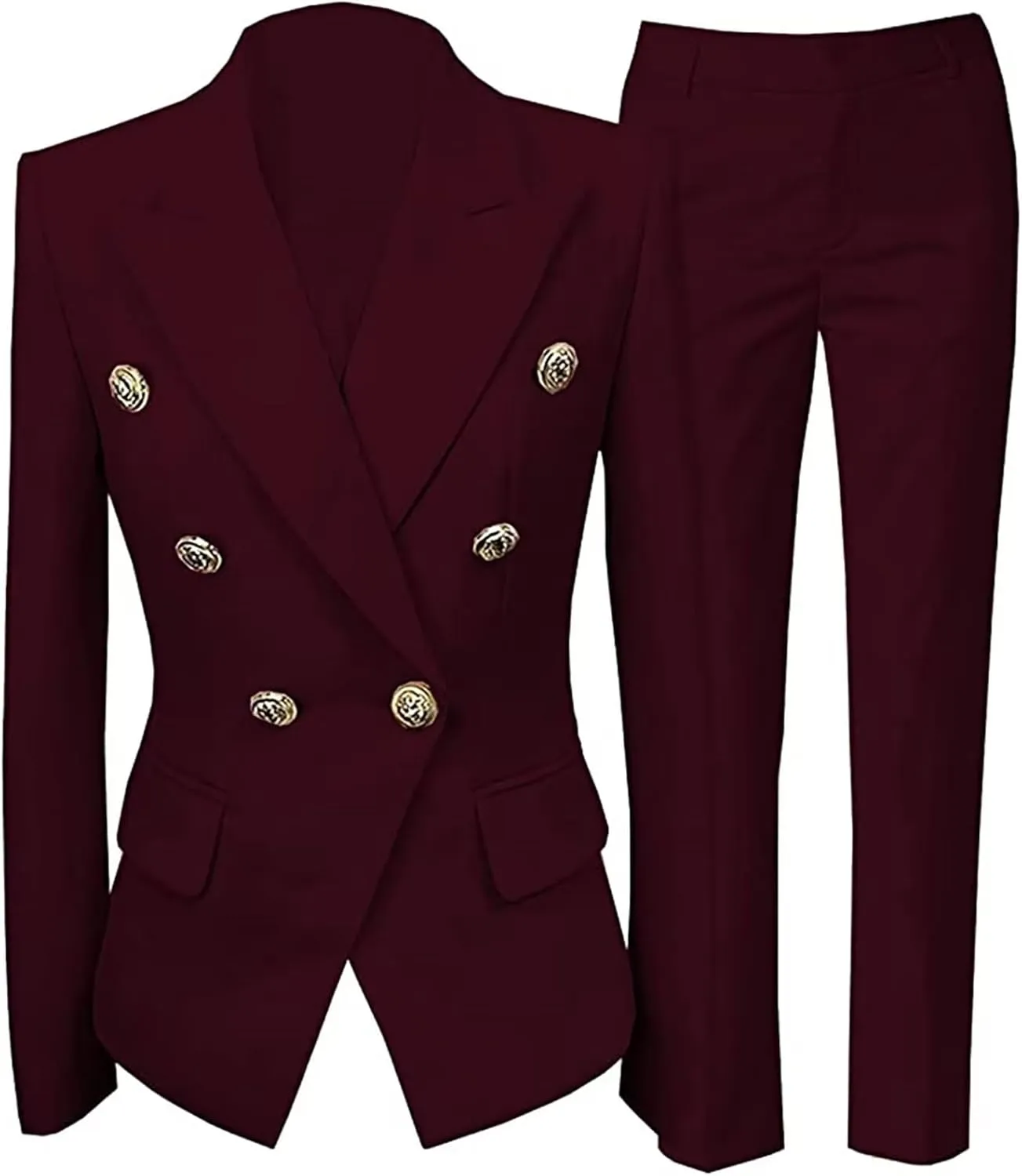 Women's 2 Piece Suit Notched Lapel Pants Suits Set for Women Business Casual Office Work Tuxedo Blazer Pants Set