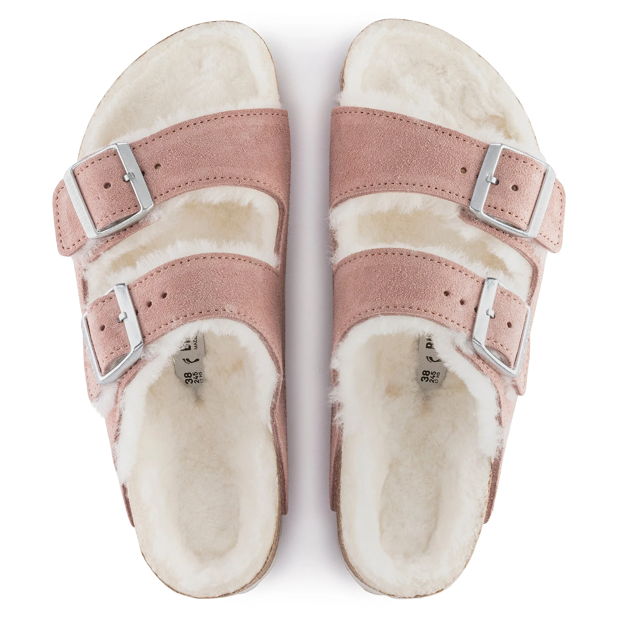 Women's Birkenstock Arizona Shearling Suede Leather Color: Pink Clay