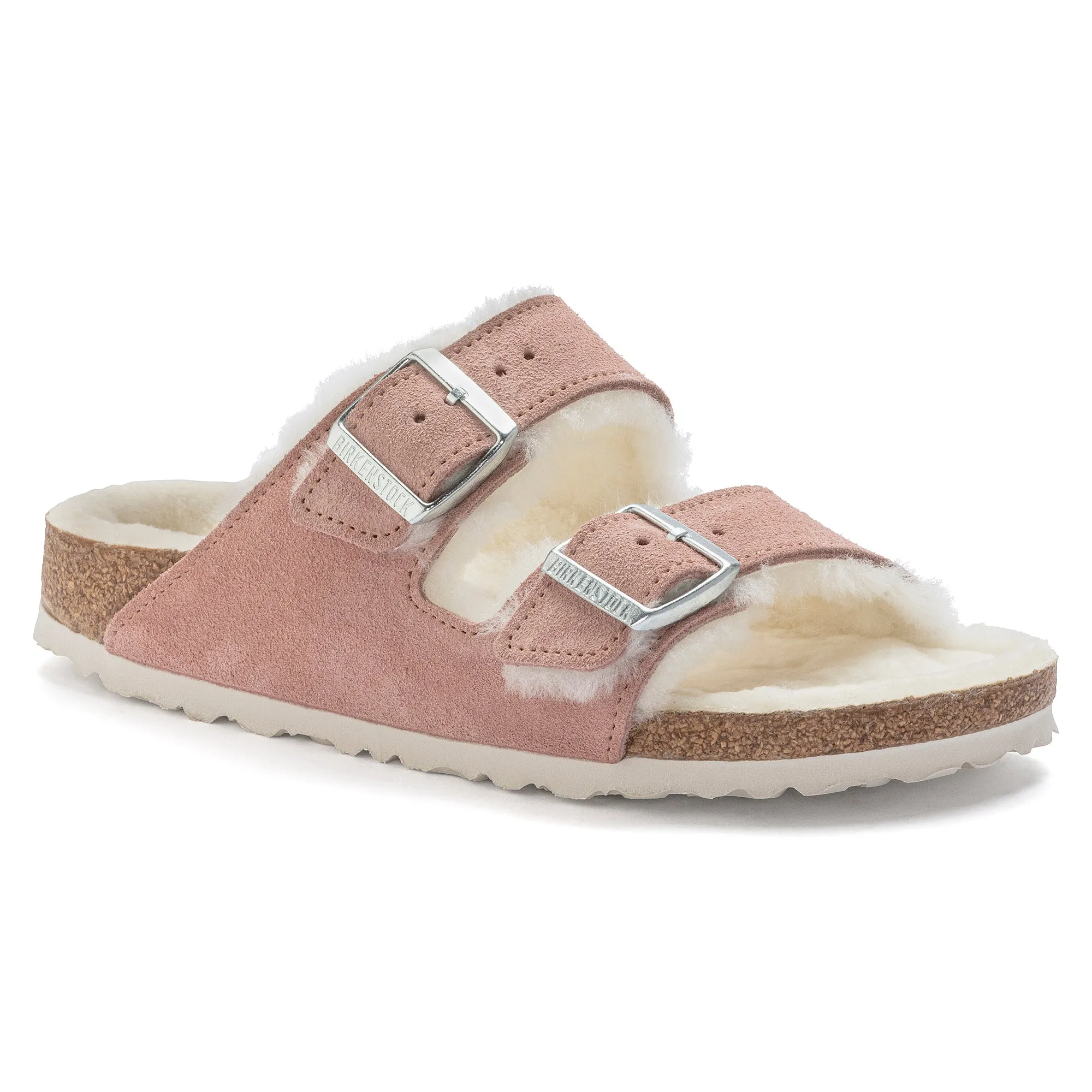 Women's Birkenstock Arizona Shearling Suede Leather Color: Pink Clay