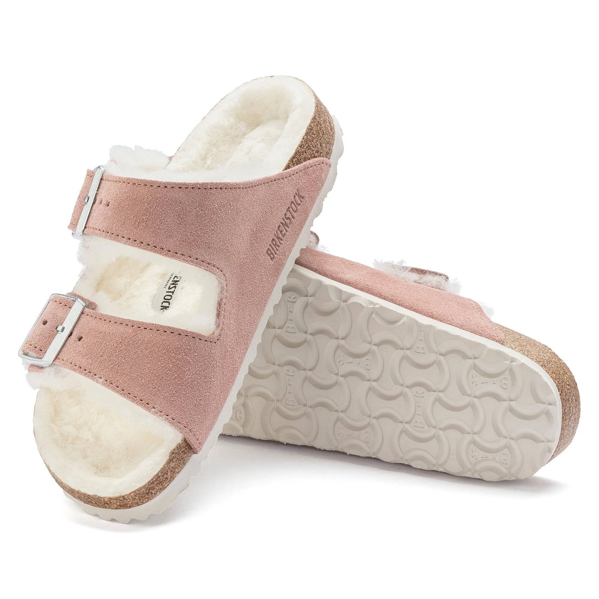 Women's Birkenstock Arizona Shearling Suede Leather Color: Pink Clay