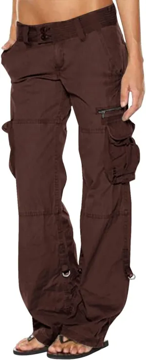 Women's Cargo Pants High Waisted Casual Wide Leg Pants Baggy Stretch Military Tactical Pants with Pockets