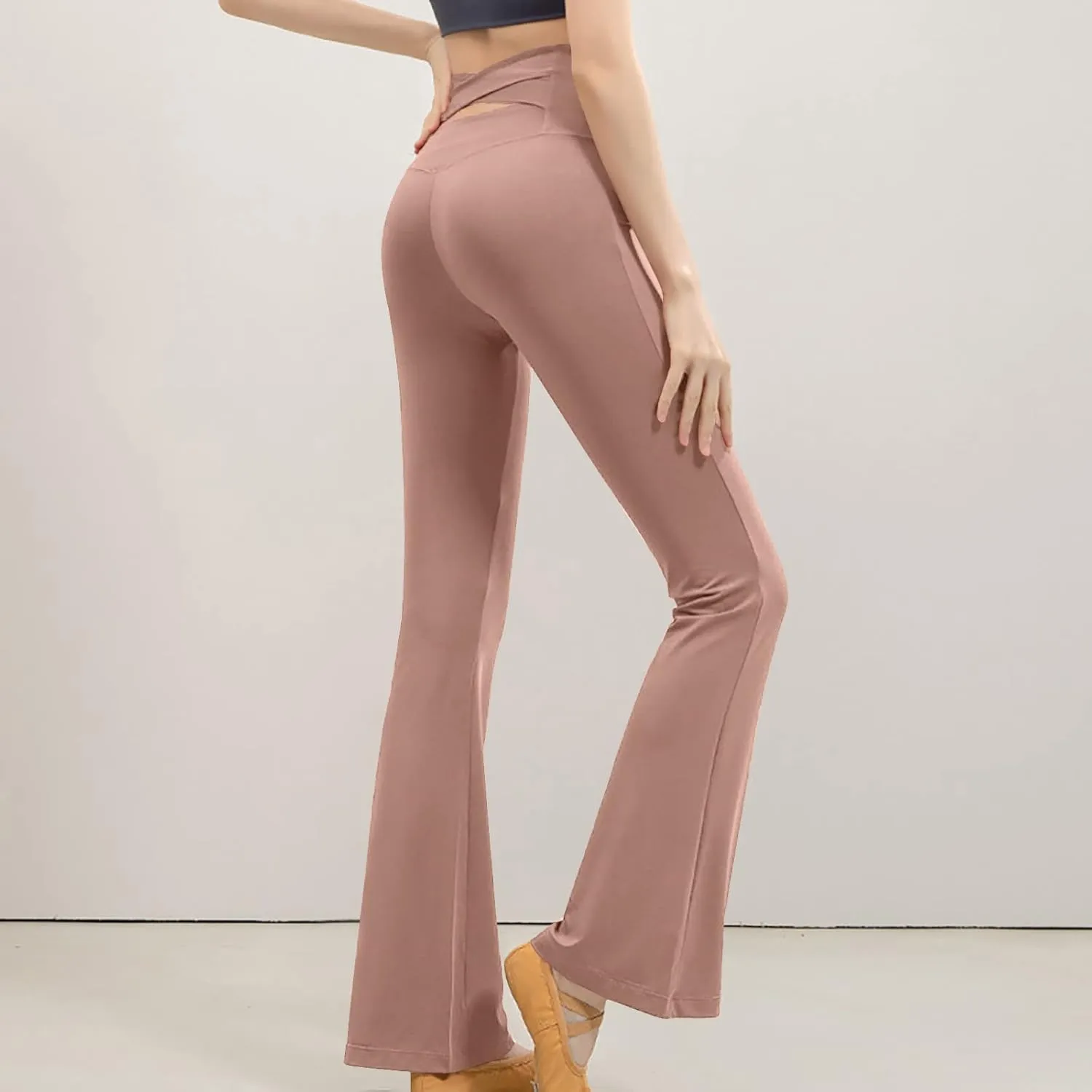 Womens Flare Leg Bootcut Sports Leggings Pants Spandex High Waisted Leggings Shapewear Stretch Pull-on Jeggings