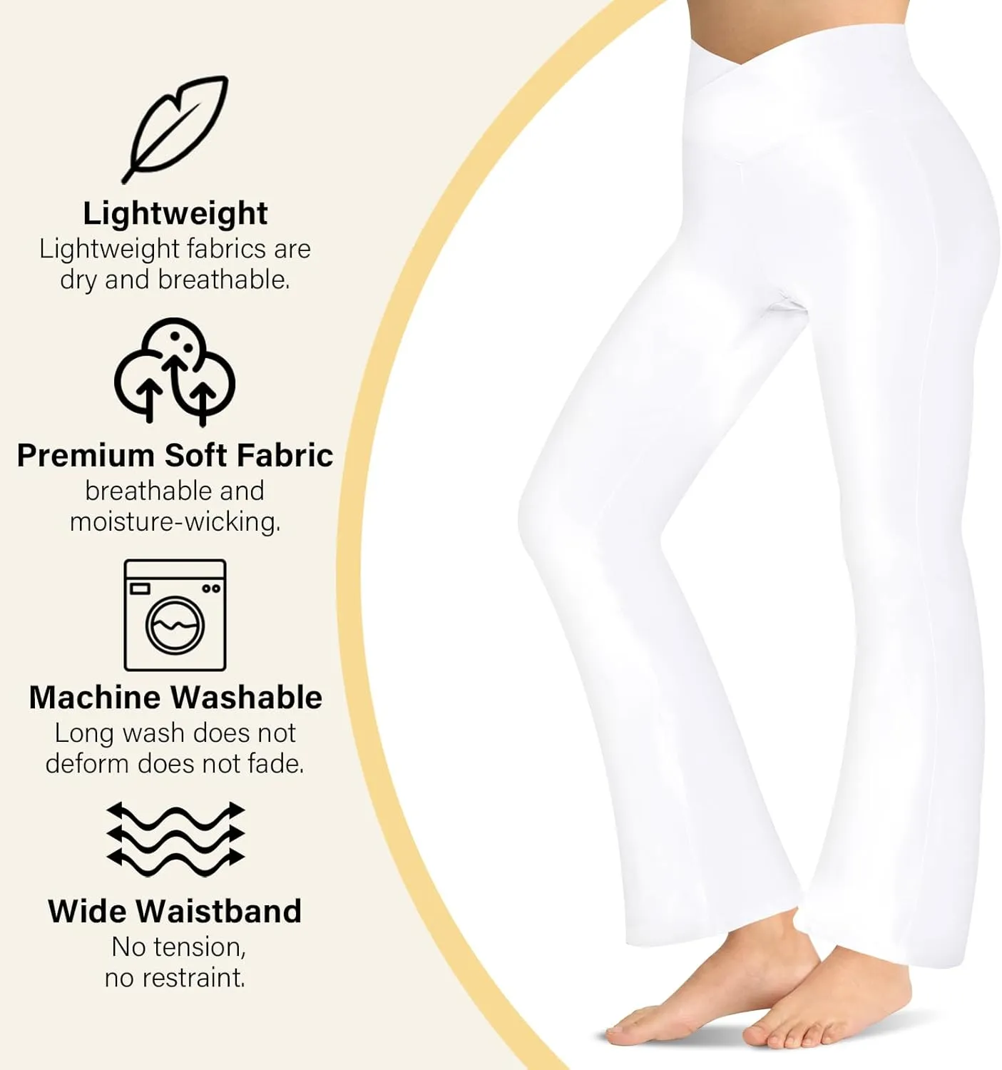 Women's Flare Yoga Pants - Crossover High Waisted Bootcut Leggings Bell Bottom Jazz Dress Pants Workout Gym Leggings
