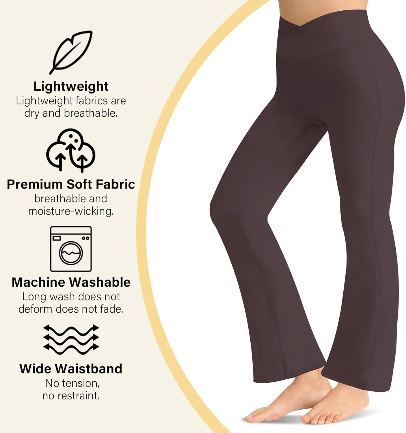 Women's Flare Yoga Pants - Crossover High Waisted Bootcut Leggings Bell Bottom Jazz Dress Pants Workout Gym Leggings