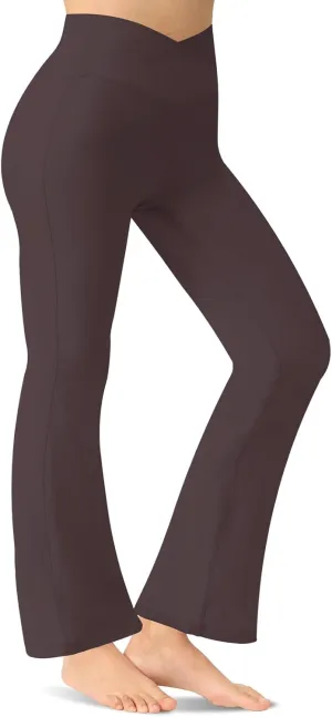 Women's Flare Yoga Pants - Crossover High Waisted Bootcut Leggings Bell Bottom Jazz Dress Pants Workout Gym Leggings