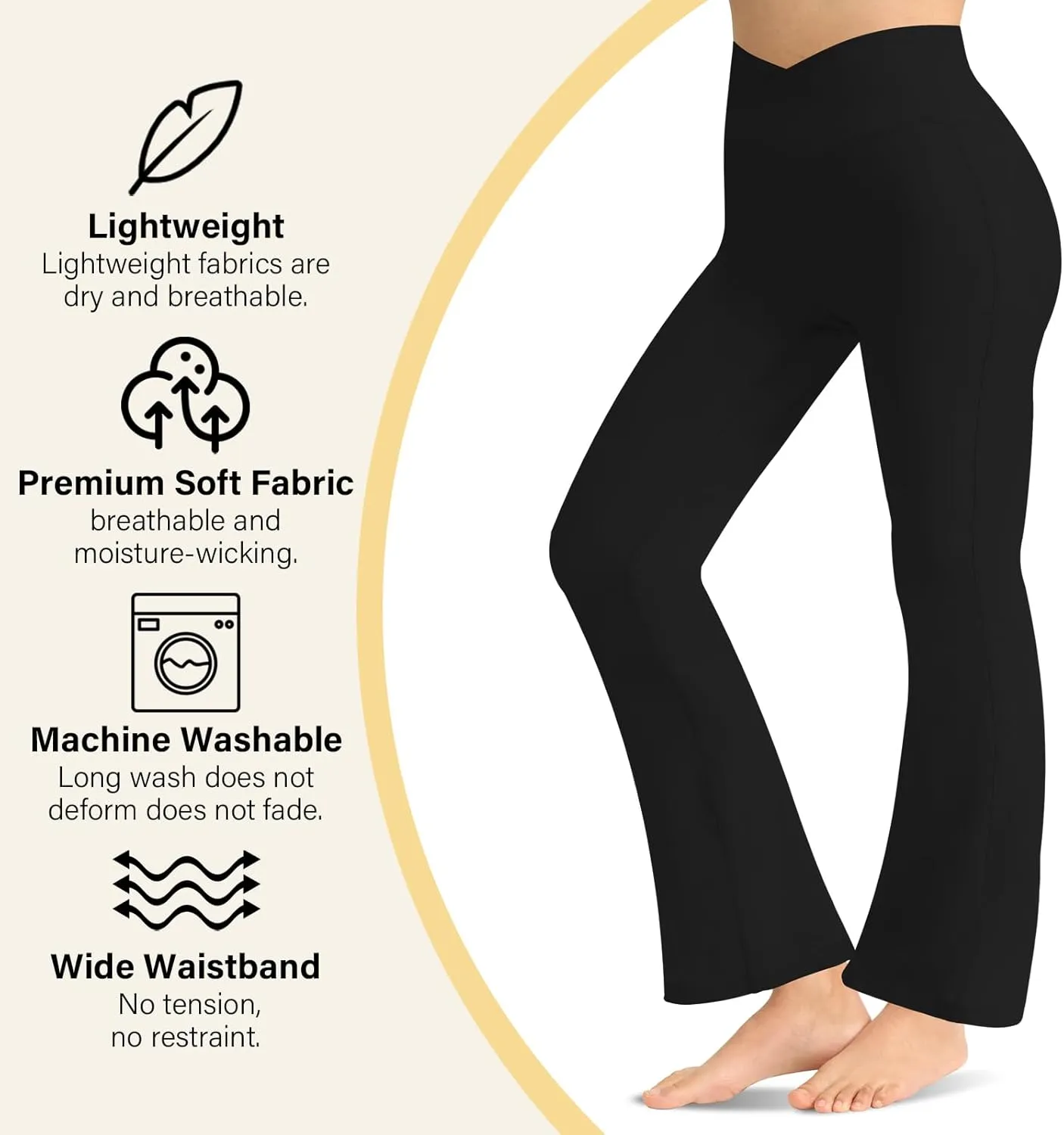 Women's Flare Yoga Pants - Crossover High Waisted Bootcut Leggings Bell Bottom Jazz Dress Pants Workout Gym Leggings