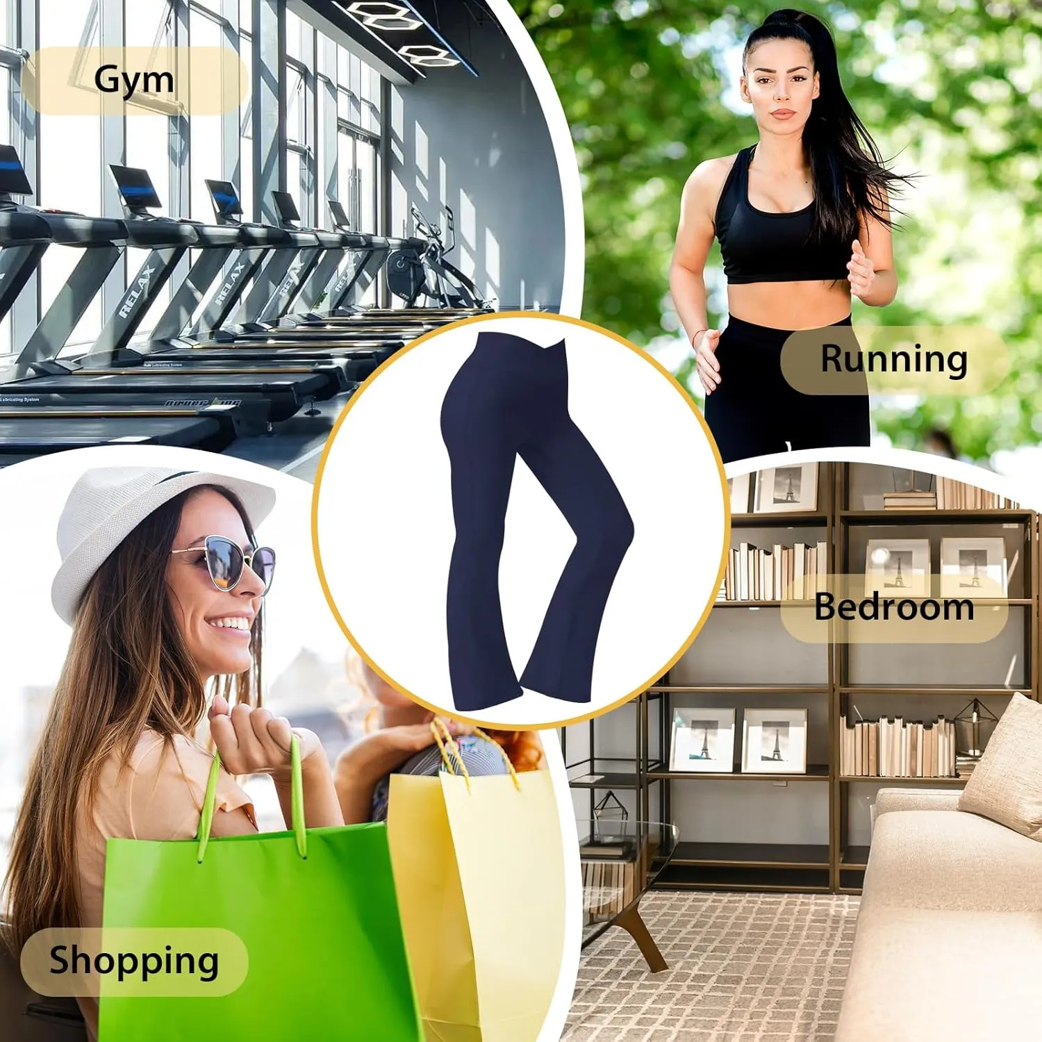 Women's Flare Yoga Pants - Crossover High Waisted Bootcut Leggings Bell Bottom Jazz Dress Pants Workout Gym Leggings