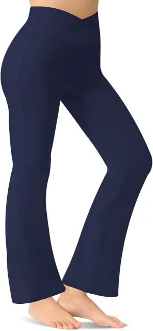 Women's Flare Yoga Pants - Crossover High Waisted Bootcut Leggings Bell Bottom Jazz Dress Pants Workout Gym Leggings