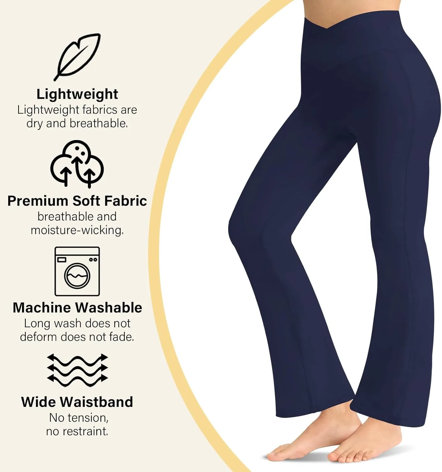 Women's Flare Yoga Pants - Crossover High Waisted Bootcut Leggings Bell Bottom Jazz Dress Pants Workout Gym Leggings