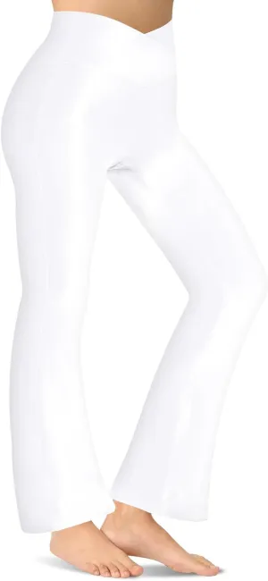 Women's Flare Yoga Pants - Crossover High Waisted Bootcut Leggings Bell Bottom Jazz Dress Pants Workout Gym Leggings