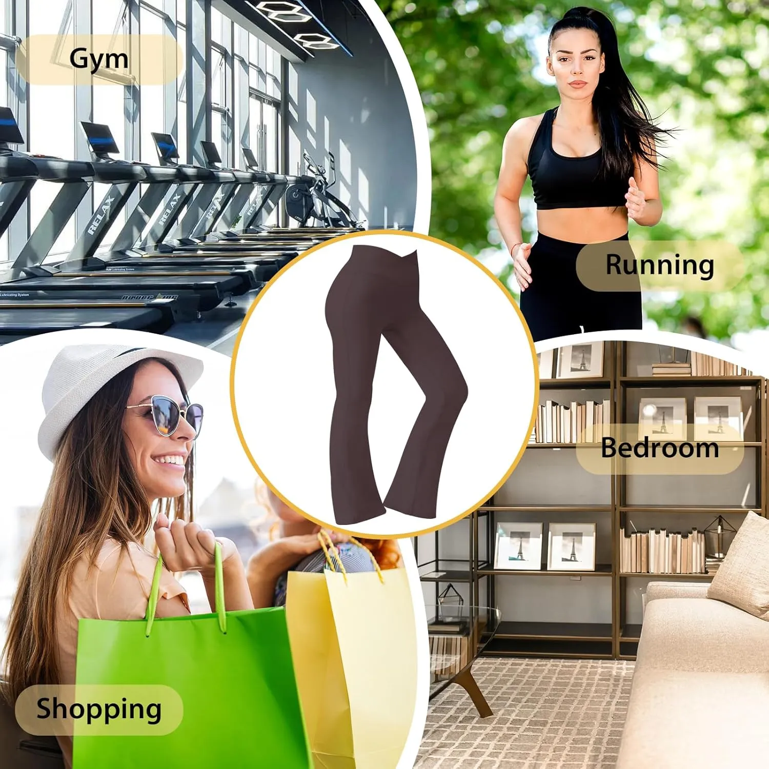 Women's Flare Yoga Pants - Crossover High Waisted Bootcut Leggings Bell Bottom Jazz Dress Pants Workout Gym Leggings