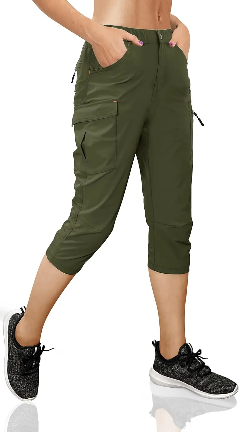 Women's Outdoor Hiking Pants With Cargo Pockets - Quick Dry UPF 50  Water-Resistant Athletic Pants for Camping and Workout