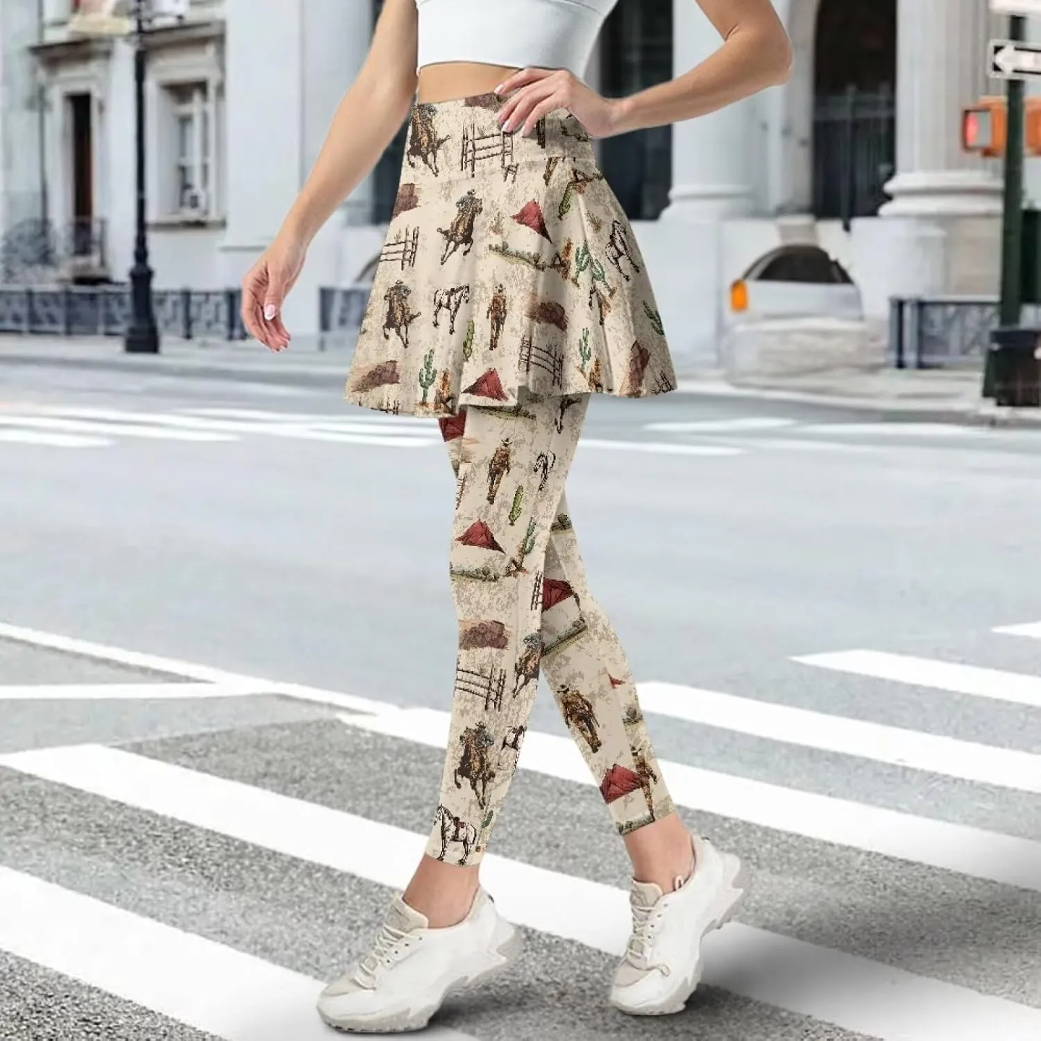 Women's Skirted Legging High Waisted Tennis Skirt Pants Set Pleated Skort Athletic Golf Clothes for XS-3XL
