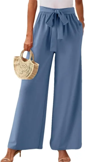 Women's Solid Color High Waisted Drawstring Pocket Casual Pants Dance Harem Pants