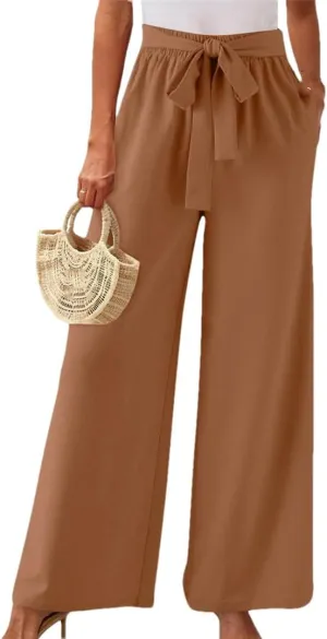 Women's Solid Color High Waisted Drawstring Pocket Casual Pants Dance Harem Pants