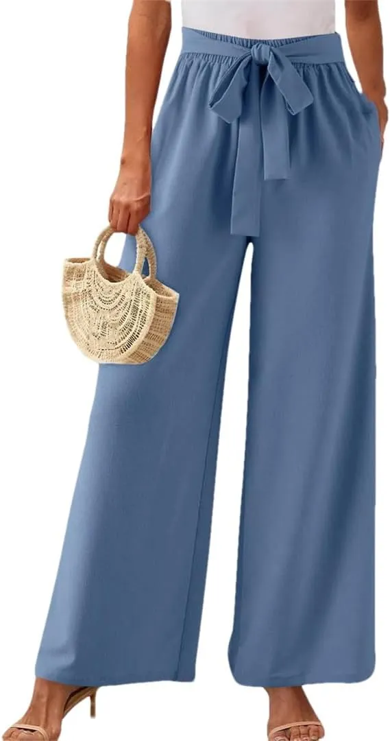 Women's Solid Color High Waisted Drawstring Pocket Casual Pants Dance Harem Pants
