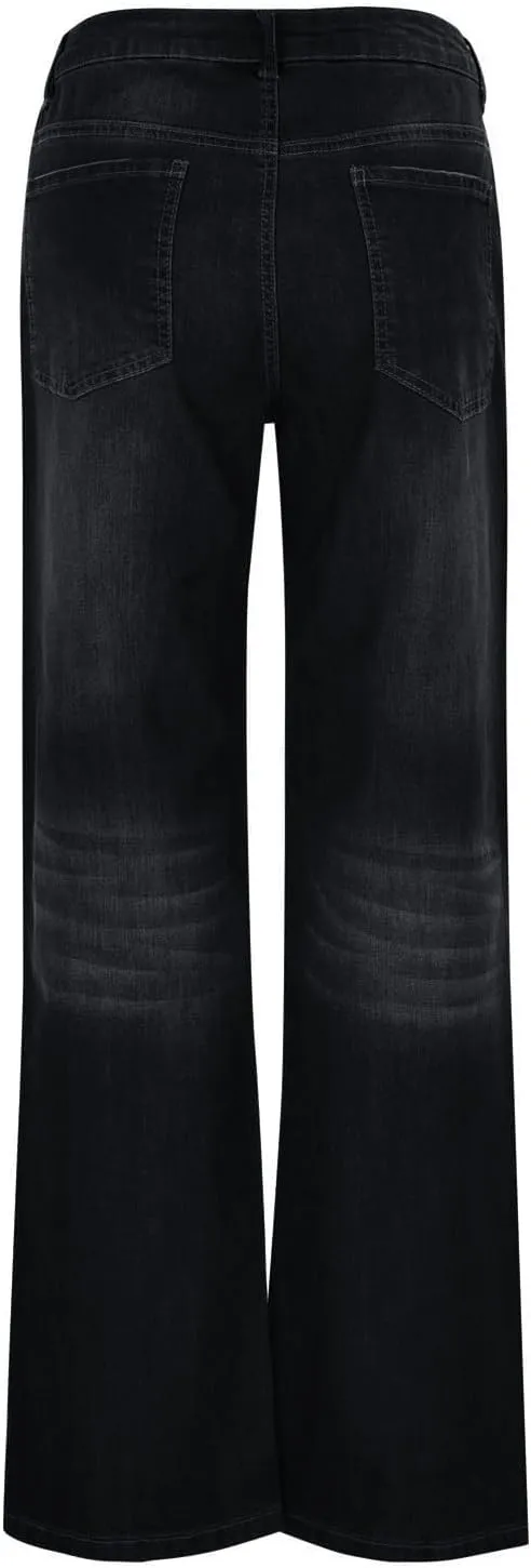 Womens Straight Leg Baggy Wide Leg Jeans Y2k Ripped Low Waisted Denim Trousers with Pockets Relaxed Boyfriend Jeans
