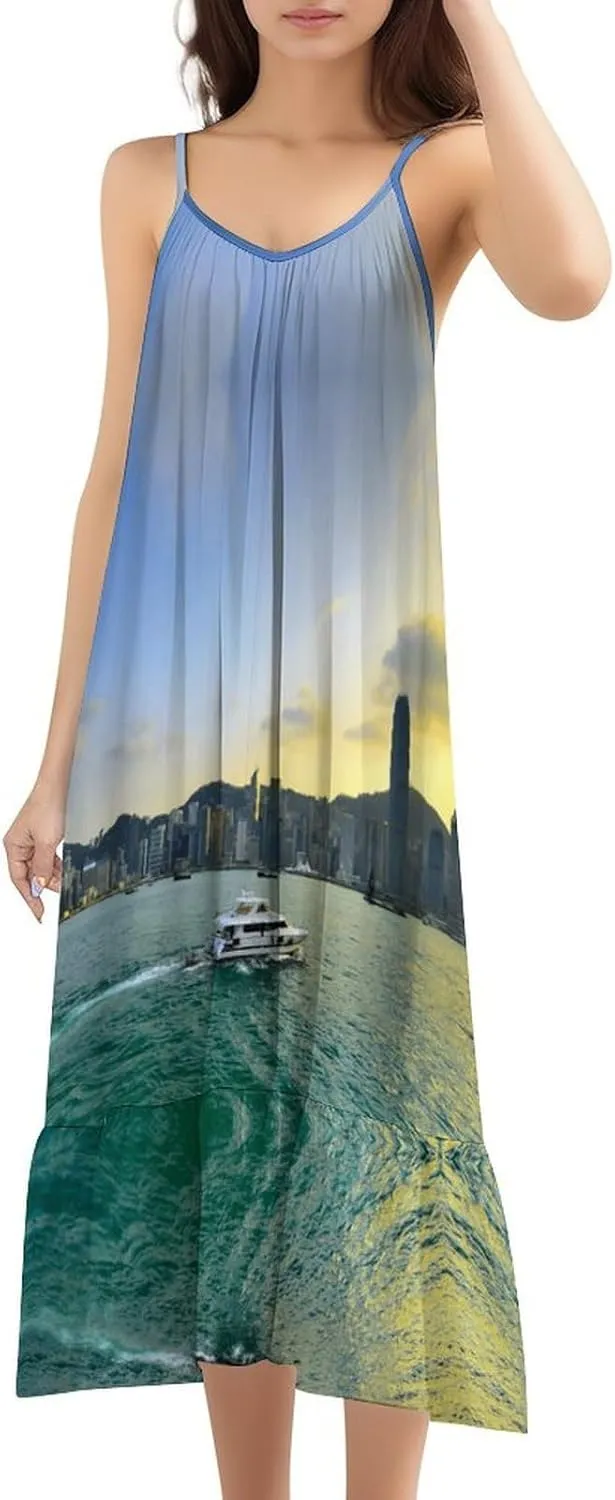 Womens Victoria Harbour Beach Camisole Camis Dress Endearing Ruffled Flowy Boho Sundresses