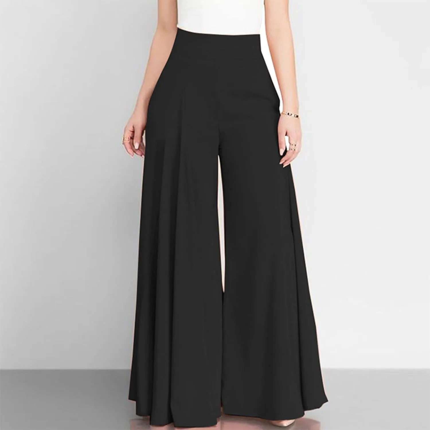 Womens Wide Leg High Waist Wide Leg Pants Casual Pants Comfy Pockets Relaxed Trousers Misses Business Suits