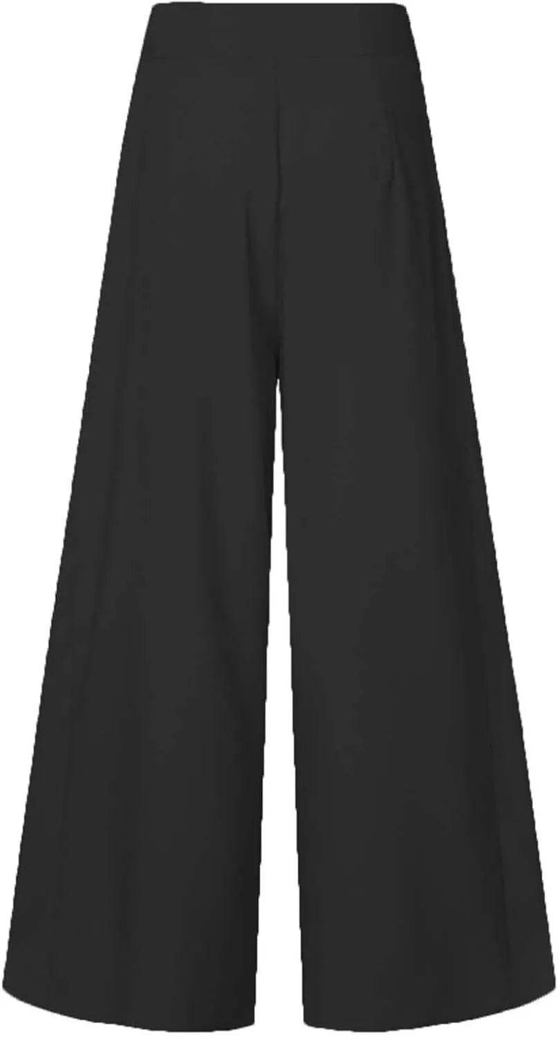 Womens Wide Leg High Waist Wide Leg Pants Casual Pants Comfy Pockets Relaxed Trousers Misses Business Suits