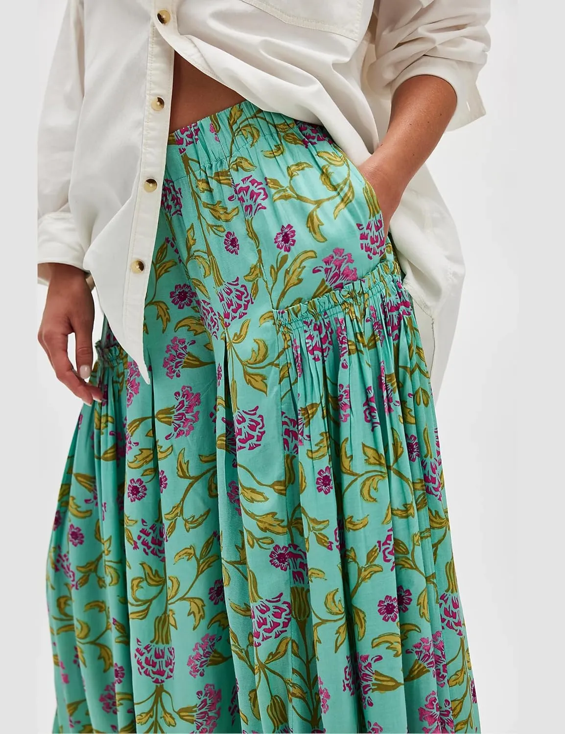 Womens Wide Leg Pants Flowy High Elastic Waist Loose Printed Beach Boho Yoga Casual Long Trousers